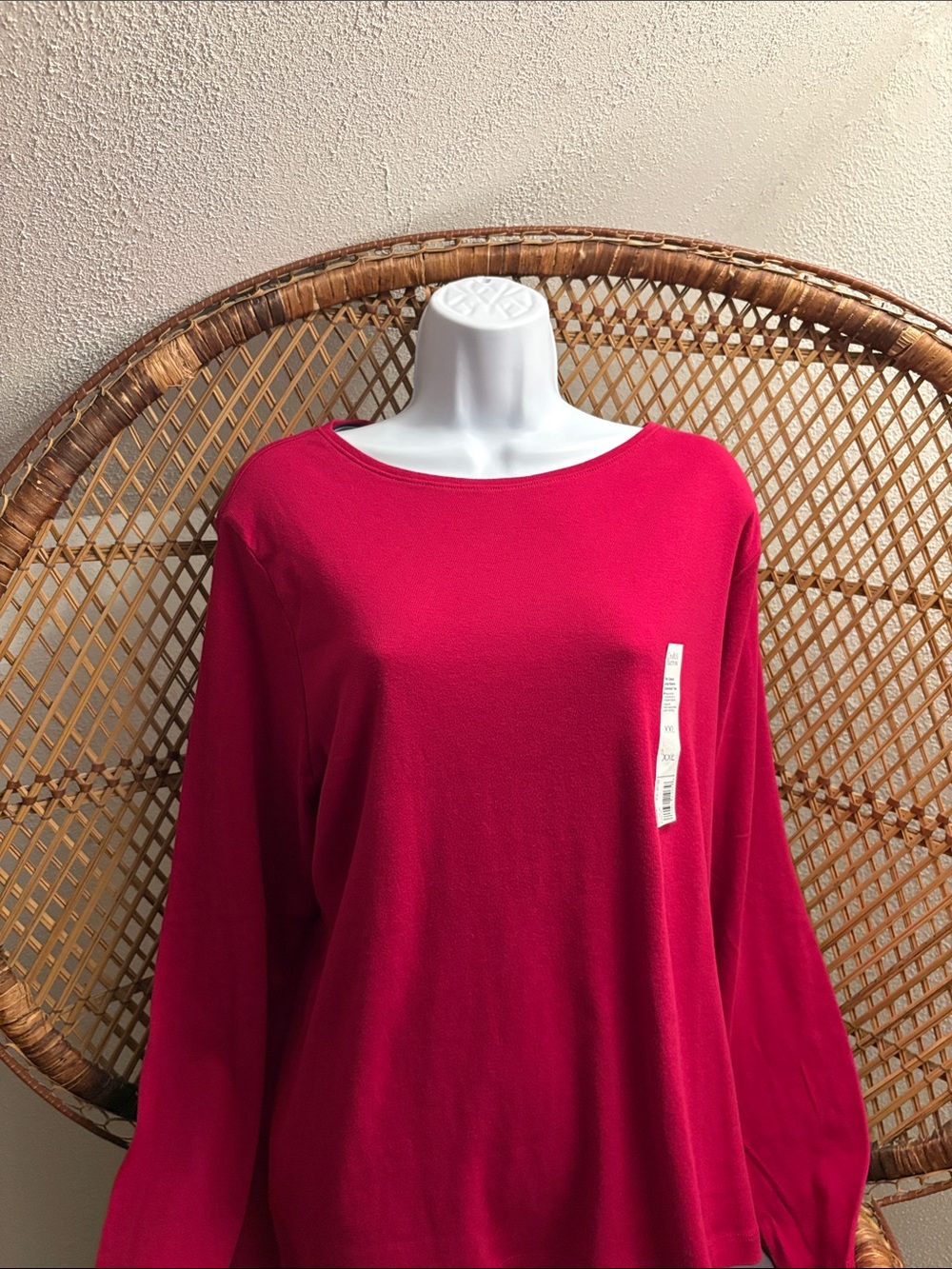 NWT Croft & Barrow Women's Raspberry Classic Boatneck Pullover Top - XXL